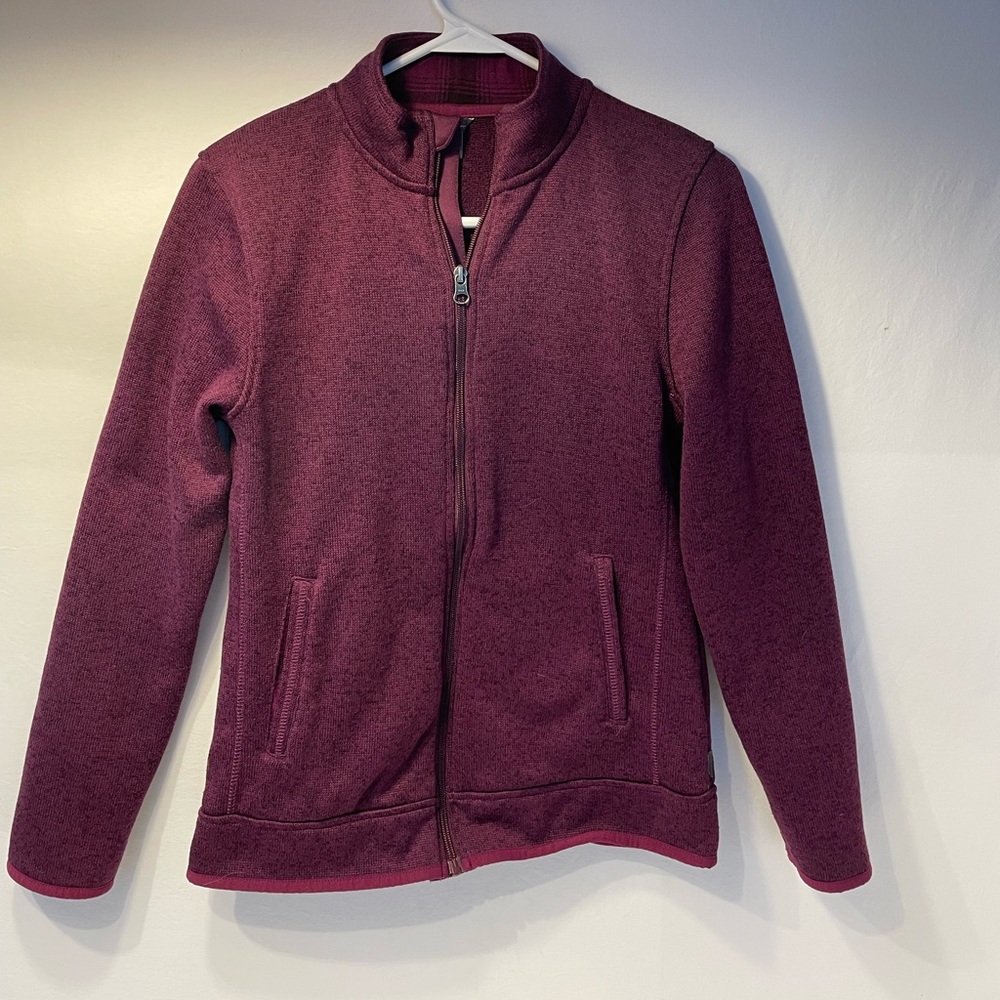 Eddie Bauer Maroon Full Zip Up Fleece Small